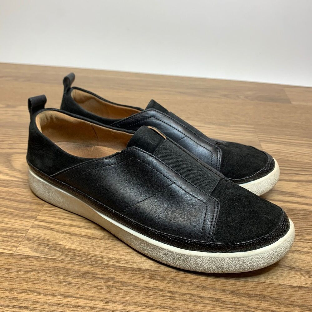 Vionic Zinah Women's Sneaker Black Leather 8.5 Slip On Comfort Casual Shoes